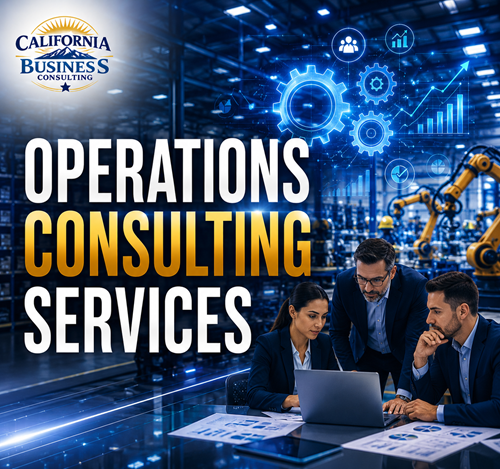 Operations Consulting workflow analysis and process optimization diagram showing team collaboration and operational efficiency metrics