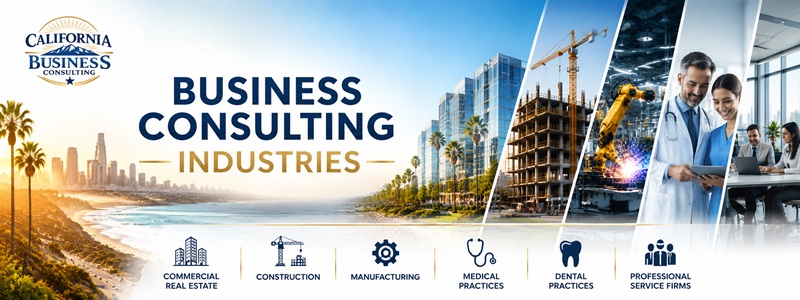 Business Consulting Industries – commercial real estate, construction, manufacturing, medical, dental, and professional service consulting